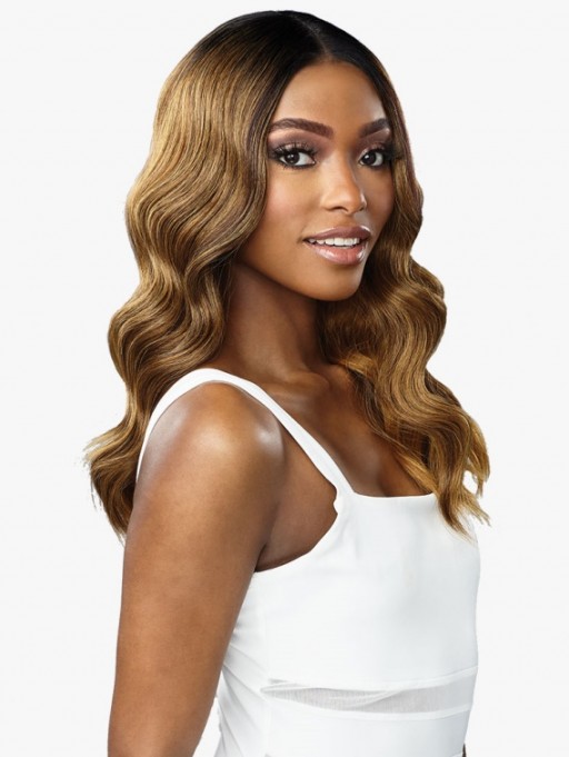 SENSATIONNEL BUTTA LACE HUMAN HAIR BLENDED HD LACE FRONT WIG BEACH WAVE 20