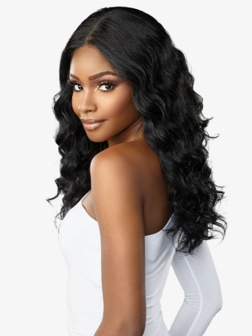 SENSATIONNEL BUTTA LACE HUMAN HAIR BLENDED HD LACE FRONT WIG DEEP WAVE 20